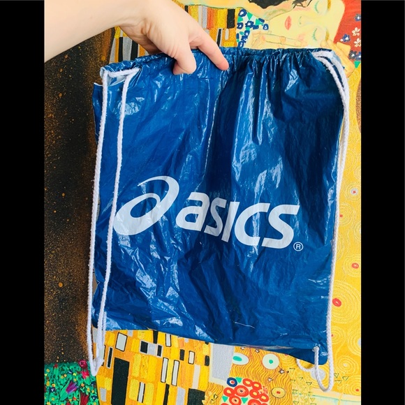 ASICS Dust Blue With Laces Backpack Plastic Bag - Picture 2 of 3